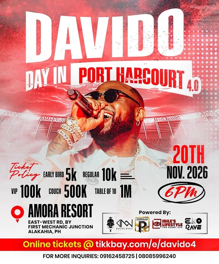 DAVIDO'S DAY IN PORT HARCOURT 4.0 event poster