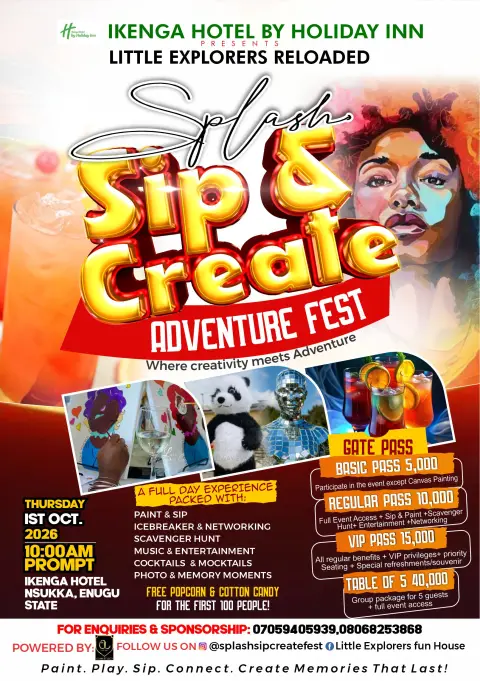 Splash Sip & Create Adventure Fest event poster